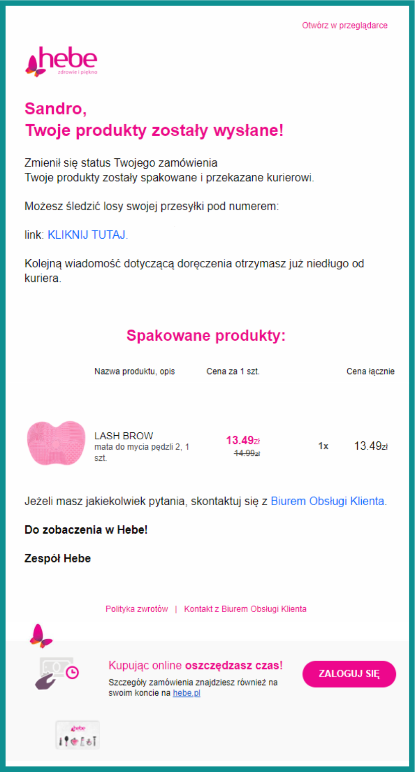 Jak powinna wyglądać wiadomość email z potwierdzeniem zakupu