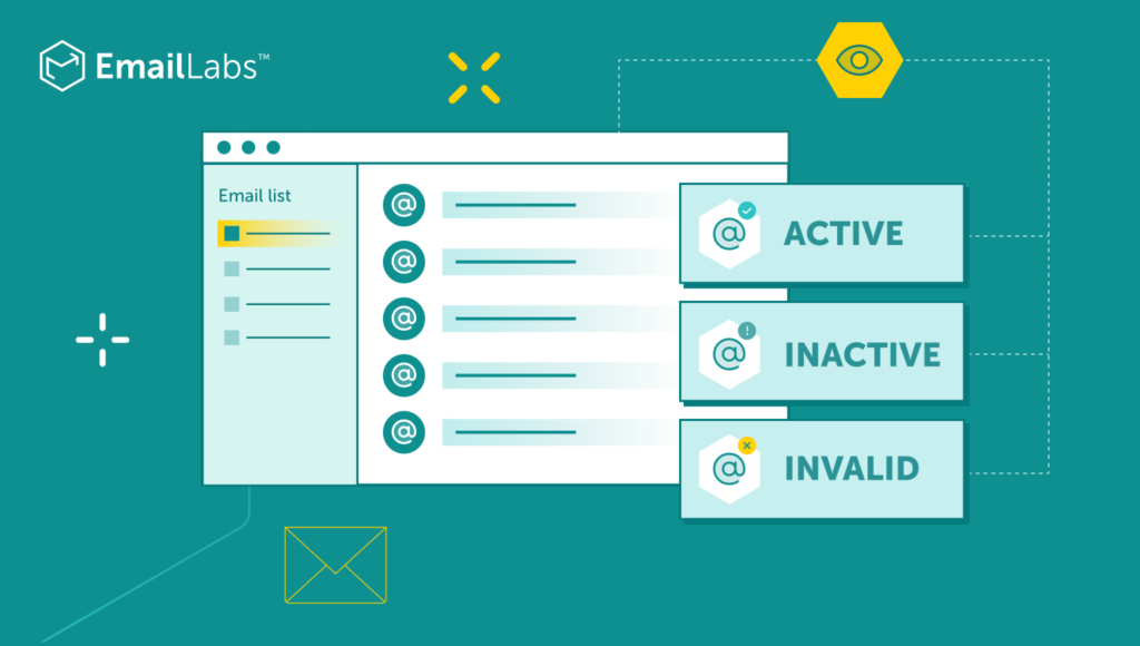 Illustration of a marketer analyzing email list performance, representing the importance of email list hygiene.