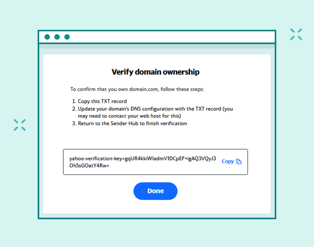 Yahoo Sender Hub Verify Domain Ownership